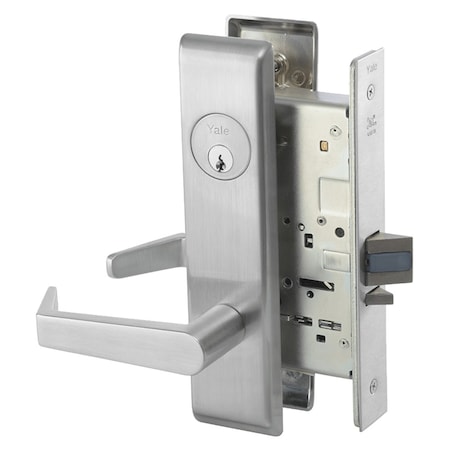 Yale Mortise Storeroom Lock, Less Cylinder, AUCN Trim, Satin Chrome AUCN8805FL 626 LC
